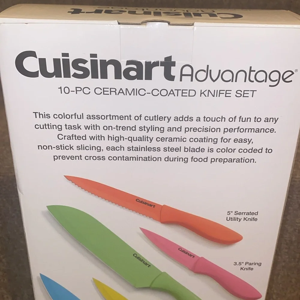 🩵💚🩷💛🧡NWT Cuisinart Advantage 10PC Ceramic Coated Knife Set - Picture 8 of 10
